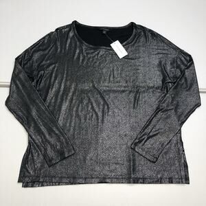 Banana Republic Women’s Tunic Top Sweater Metallic Size M Black Gray Long Sleeve